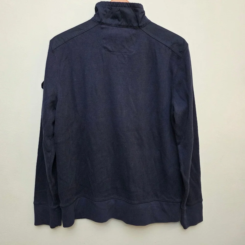 Banana Republic Mens L‎ Pullover Sweatshirt Quarter Button Mock Neck Blue